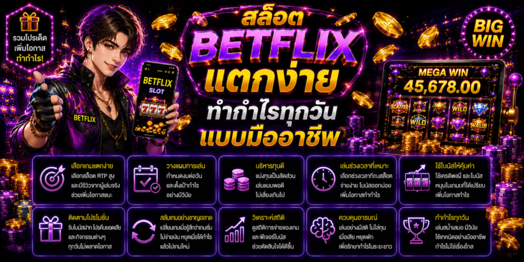 สล็อต BETFLIX แตกง่าย ทำกำไรทุกวันแบบมืออาชีพ
